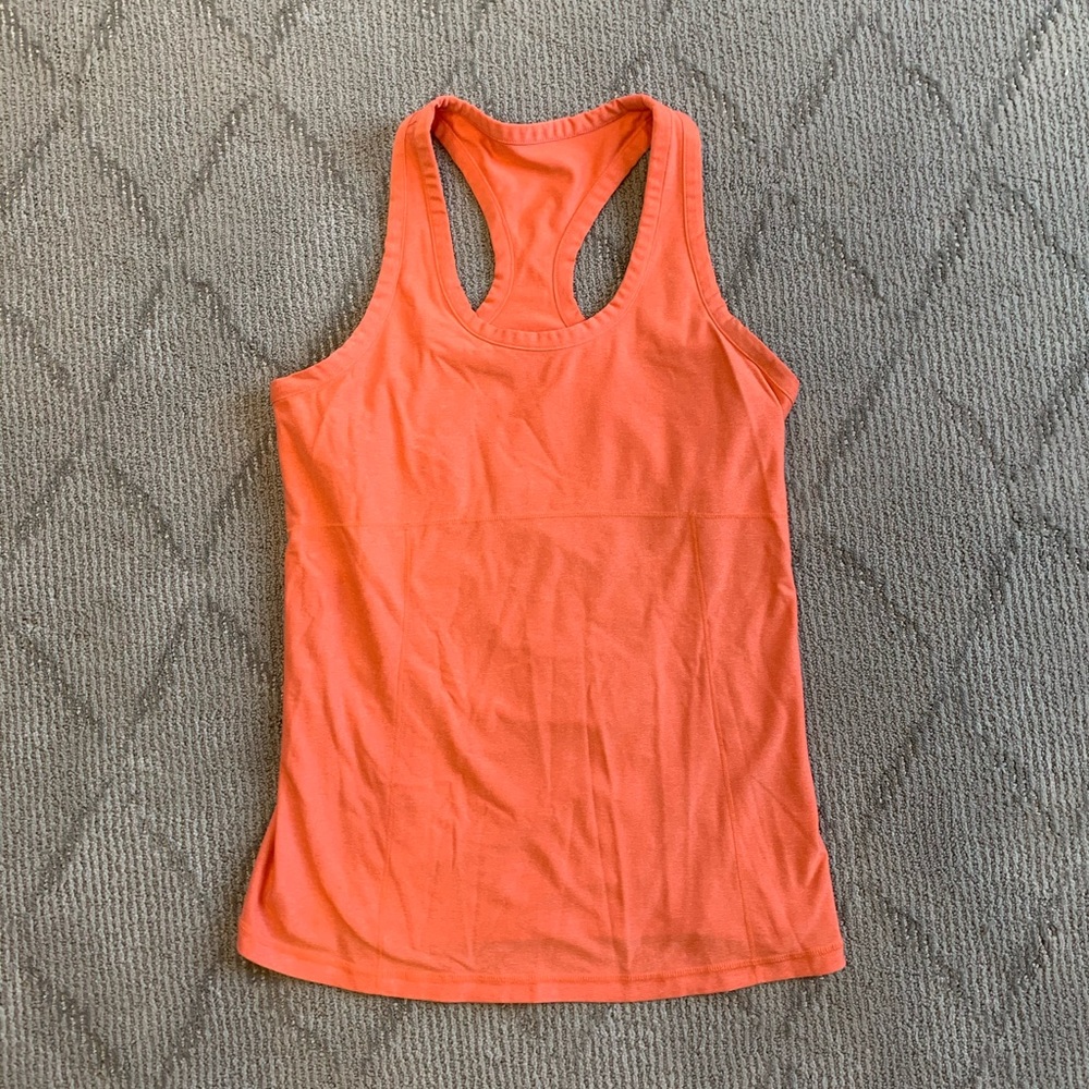 Racerback orange maternity activewear tank